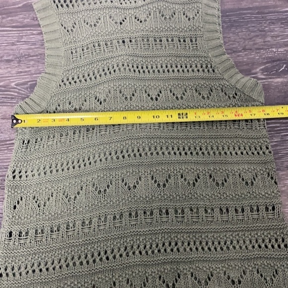 Vintage Crocheted Knitted Sage Green Sweater Vest by Sonoma Life + Style - Picture 12 of 16